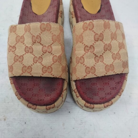 Gucci WOMENS Angelina GG Supreme Platform Brown Slide Sandal - Picture 8 of 12